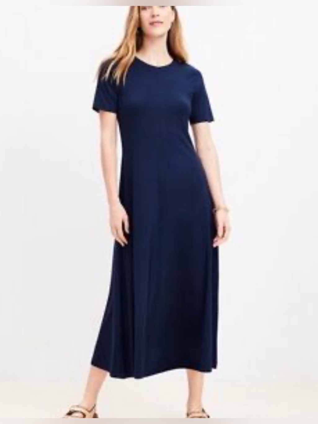 Loft Navy Short-Sleeve Maxi Dress